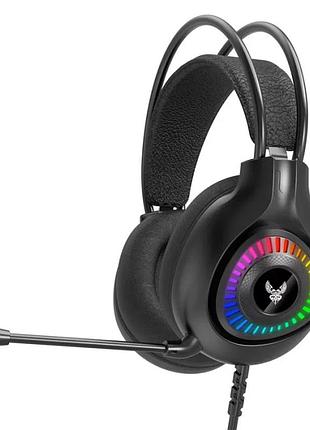 Игровые наушники gh-01 gaming 1.8м rgb с подсветкой и микрофоном