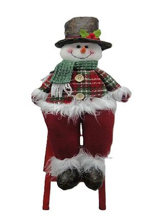 Новогодняя фигурка stenson m17308 "santa snowman" 57 см