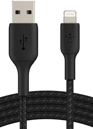 Кабель belkin для зарядки и передачи данных usb-a to lightning, 1 м, нейлон, черный
