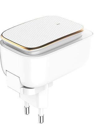 Адаптер мережевий ldnio type-c usb cable touch light a2205 |2usb, 2.4a| white
