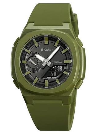 Часы наручные мужские skmei 2091agbk 5 atm 46 мм green