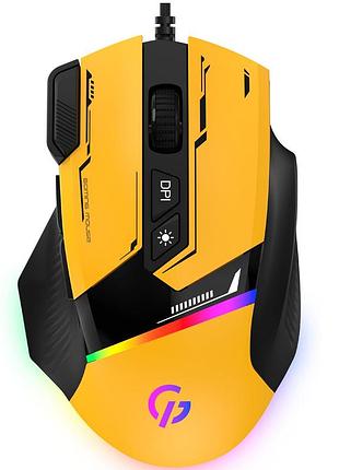 Игровая проводная мышь gamepro gm300y usb с rgb-подсветкой 800-7200 dpi yellow-black gm300y