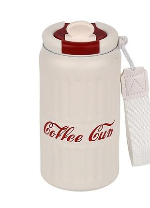 Термокухоль mt-5350 coffee cup, 420 мл, білий, пластикова оболонка + нержавіюча сталь