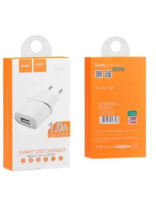 Адаптер hoco сетевой lightning cable c11 1usb 1а white 2