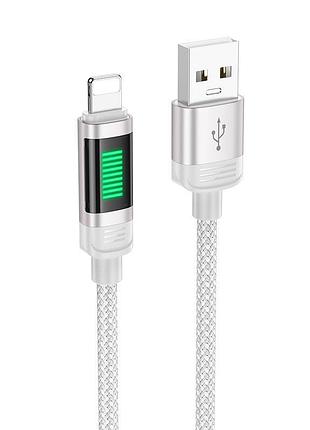 Кабель для зарядки hoco u126 usb to lightning 2.4a 1.2м grey