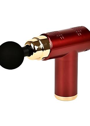 Масажер пістолет для тіла sk r33463 портативний перкусійний usb зарядка 4 насадки 13х20х4 см червоний (r33463)