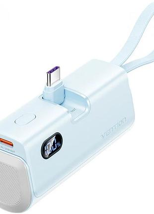 Повербанк vention fhql0 blue 4800 мач 22.5 w pd с led дисплеем lightning и usb type-c (fhql0)