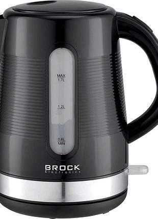 Электрический чайник brock wk 9904 bk со стальным корпусом, 1,7 л, 1850 вт, черный