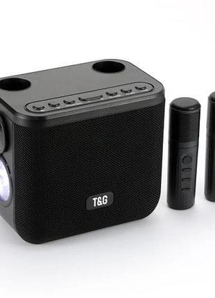 Портативная колонка tg545dk 10w с фонариком и двумя микрофонами black