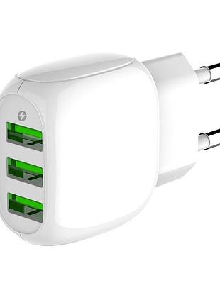 Адаптер мережний ldnio a3315 micro usb 3usb 3.1a білий
