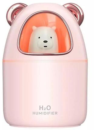 Зволожувач повітря з підсвічуванням humidifier h20 8023 350 мл ведмедик рожевий