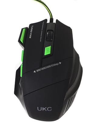 Мышка ведущая игровая ukc x7s 7d с ковриком 6967 black/green
