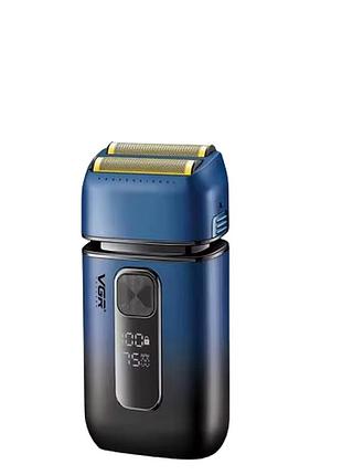 Электробритва шейвер vgr v-362 blue led дисплей водозащита ipx6 аккумулятор 1400 мач (9027)