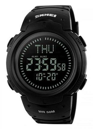 Часы наручные мужские с подсветкой skmei 1231bk 47мм black