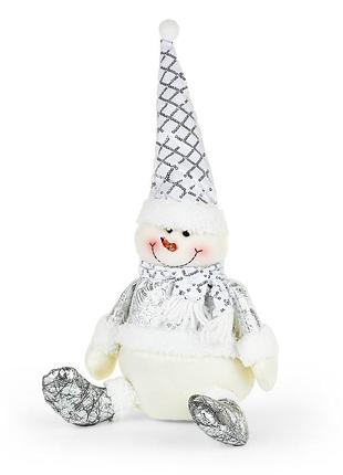 Новогодняя фигурка stenson снеговик santa snowman 38 см серебристо-белый полиэстер и пластик (r96539)