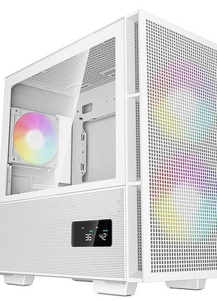 Комп'ютерний корпус deepcool ch360 digital white без блока живлення з бічною панеллю із загартованого скла та цифровим дисплеєм