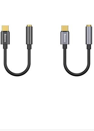 Aux адаптер baseus l54 (type-c to 3.5mm) f/m, серый