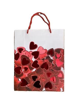 Пакет подарочный бумажный stenson r94885-l "hearts" 30х41,5х12 см