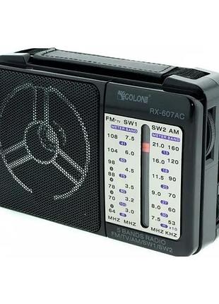 Радіоприймач портативний golon rx-607 ac am/fm/tv/sw1/sw2 багатодіапазонний з телескопічною антеною чорний (2531)