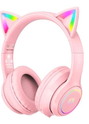 Навушники onikuma bluetooth gaming cat with led b90 pink