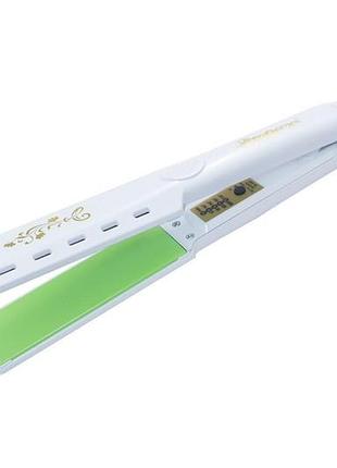 Утюжок випрямляч для волосся gemei gm 2957 керамічні пластини white-green