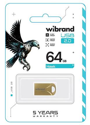 Флеш-накопичувач моноблок flash wibrand usb 2.0 hawk 64gb wi2.0/ha64m1g gold