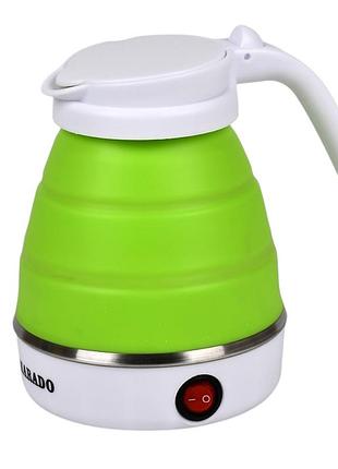 Чайник электрический marado ma1613 0.6 л 600w складной силикон салатовый/белый