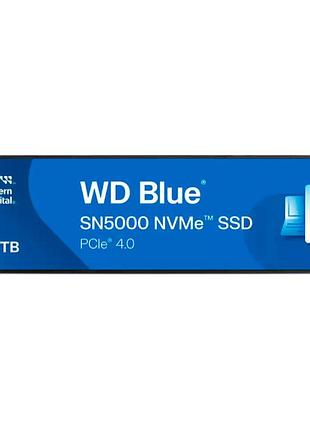 Накопичувач ssd western digital blue sn5000 4tb m.2 2280 pcie nvme r 5500mb/s w 5000mb/s blue (wds400t4b0e)