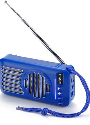 Портативная колонка tg368 5w с солнечной батареей blue