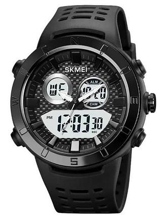 Годинник наручний з підсвічуванням skmei 2014bkwt 5 bar 50мм black