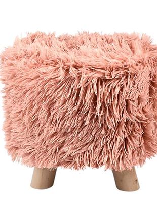 Пуф м’який fluffy круглий 28×30 см з штучним хутром рожевий r33440-1