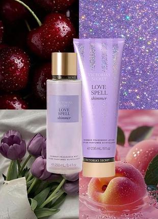 Парфумований спрей, лосьйон love spell shimmer від victoria’s secret оригінал
