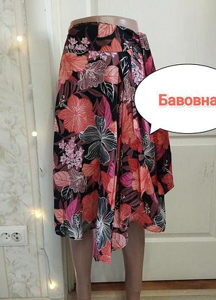 Легкая хлопковая юбка-миди на запах, h&amp;m, 40/л