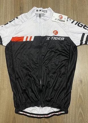 Вело футболка нова x-tiger розмір м біла чорна чоловіча спортивна