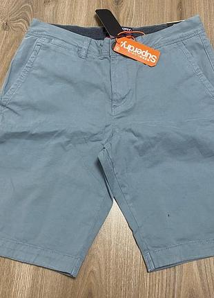 Нові шорти superdry розмір с 30 чіноси сіно класичні чоловічі супердрай сіро сині