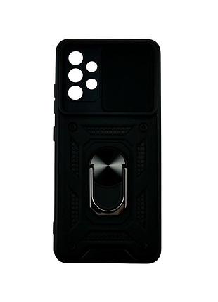 Чохол полікарбонат протиударний для samsung a32 чорний full protection з кільцем