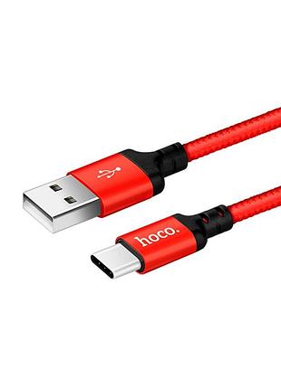 Кабель hoco x14 type-c зарядний протиударний 1 м чорний з червоним