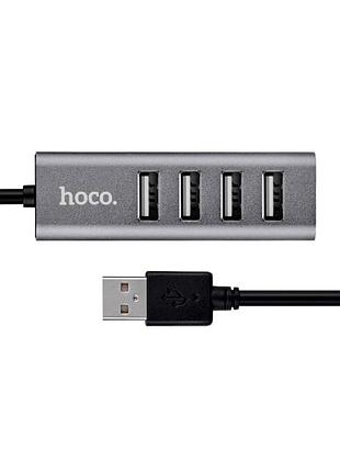 Usb-хаб hoco hb1 usb 2.0 4 порта серый с черным