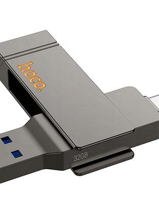 Флеш-накопитель hoco ud15 usb 3.2 type-c 32gb противоударный черный