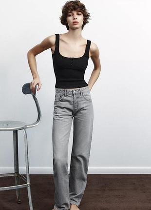 Прямі сірі джинси zara на середній посадці 36