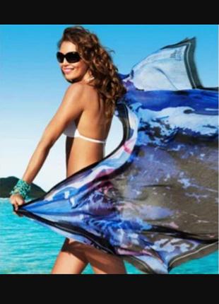 Пляжное парео «голубая лагуна» oriflame палантин накидка blue lagoon голубое синее разноцветное большое пляж сумка орифлейм