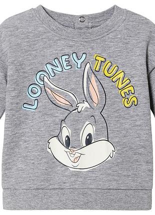Свитшот из двунитки на кнопках для мальчика disney looney tunes 468581 062-68 см (2-6 мес.) серый