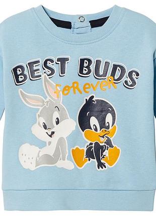 Свитшот из двунитки на кнопках для мальчика disney looney tunes 468581 062-68 см (2-6 мес.) голубой