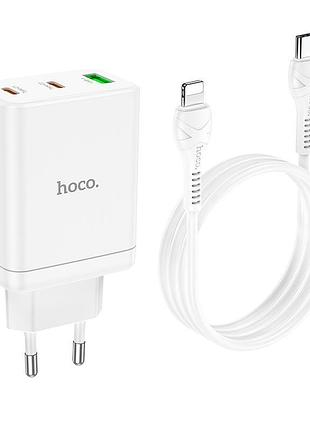 Адаптер сетевой hoco type-c для lightning cabel start 3-port charger n33 |1usb/2type-c, pd/qc, 35w/3a| white