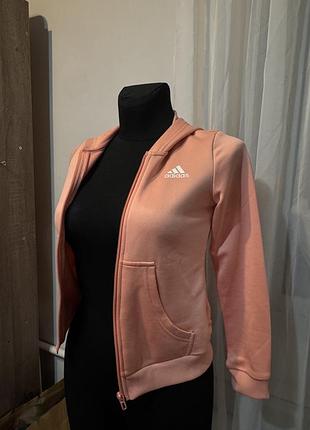 Дитяча кофта adidas спортивна персикового кольору