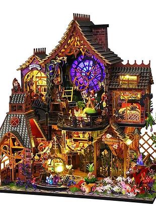 Румбокс чарівний ліс інтер'єрний конструктор magic forest diy miniature dollhouse kit roombox es-015 + купол