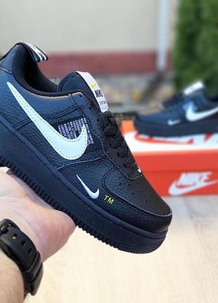 N1ke air force 1 mid lv8 черные низкие белая запятая