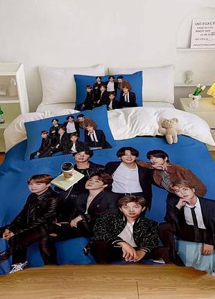 Постельное бельё 3d bts полуторное, микросатин, 150×215 см