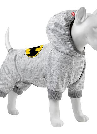 Комбінезон для собак waudog clothes, малюнок "бетмен лого", софтшел, s40, b 52-57 см, с 32-37 см