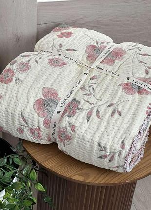 Плед двосторонній мусліновий євро l&m home textiles 20293 200х220 см рожевий